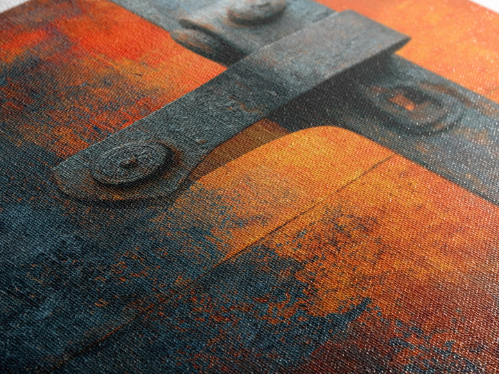 Riveted Metal Panel Texture Study Framed Canvas Print, Industrial Art, Wall Decor, Living Room Decor, Fine Art, Foundry, IND-2x3-30