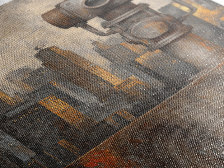 Industrial City Skyline Framed Canvas Print, Industrial Art, Living Room Decor, Abstract Art, Foundry, Abstract Wall Art, IND-2x3-44