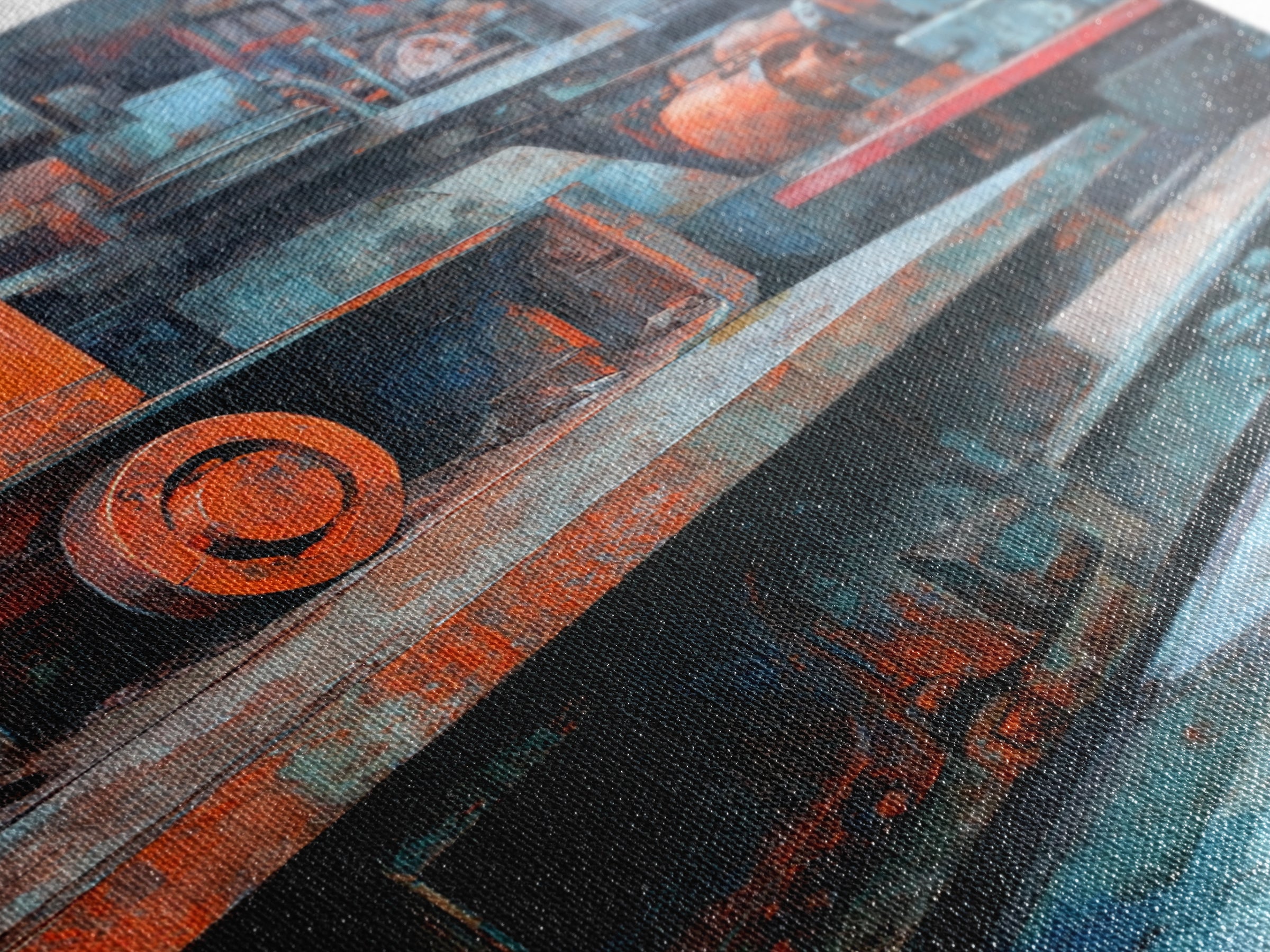 Urban Rail Yard Canvas Print, Industrial Art, Abstract Wall Art, Living Room Decor, Watercolor Art, Foundry, IND-2x3-5