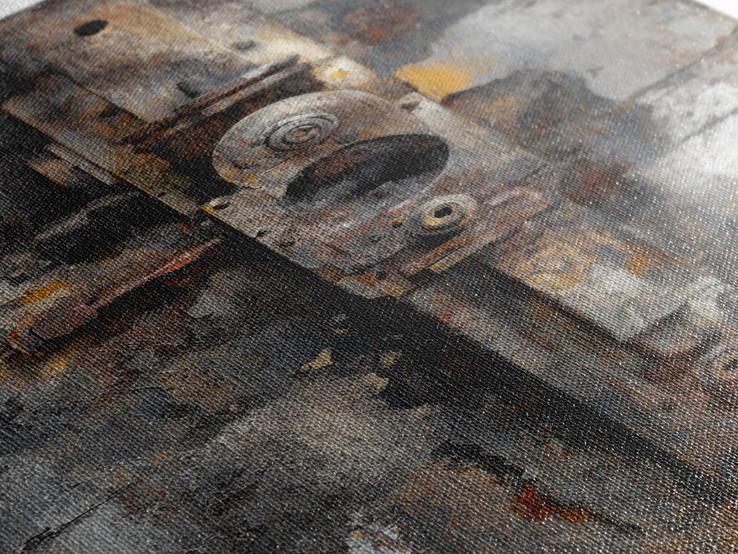 Abstract Smoke and Steel Shapes Framed Canvas Print, Industrial Art, Art Prints, Living Room Decor, Fine Art, Foundry, IND-2x3-56