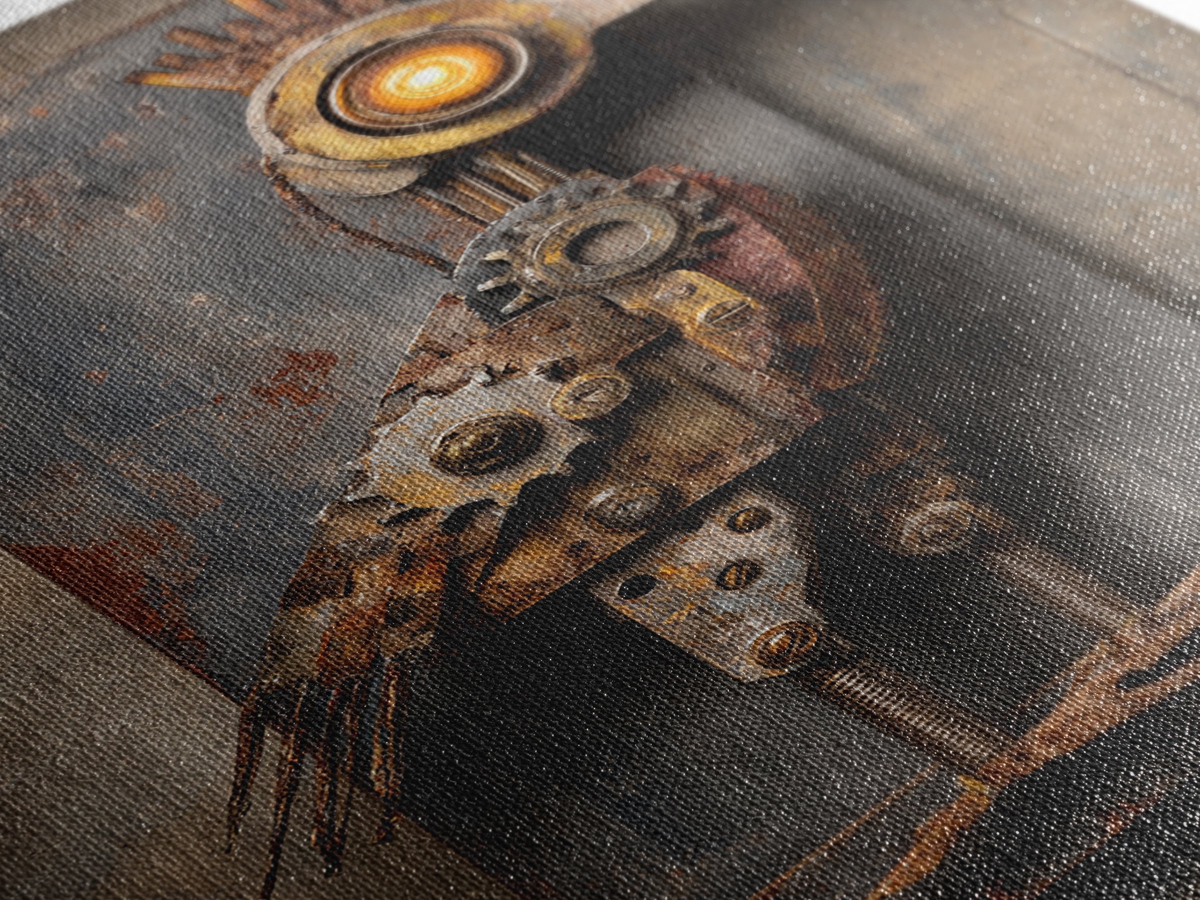 Mechanical Bird Made from Gears Framed Canvas Print, Industrial Art, Texas Art, Living Room Decor, Fine Art, Foundry, IND-2x3-75