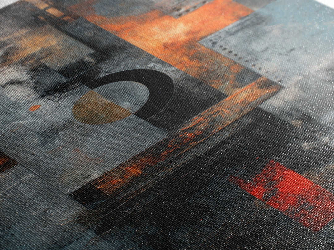 Abstract Smoke and Steel Shapes Framed Canvas Print, Industrial Art, Luxury Decor, Living Room Decor, Abstract Art, Foundry, IND-2x3-8