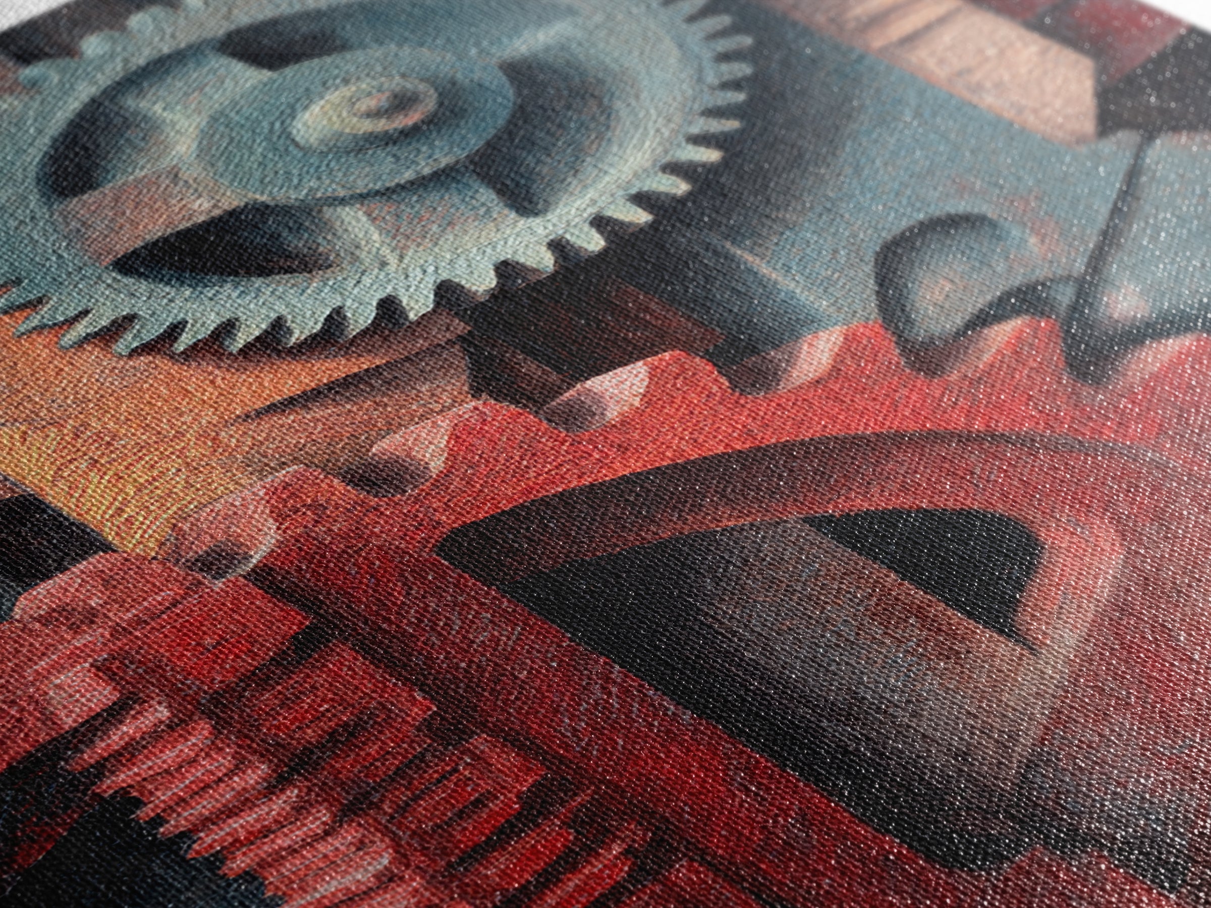 Rusted Gears Arranged as Sculptural Still Life Canvas Print, Industrial Art, Black and White Wall Art, Living Room Decor, IND-2x3-9