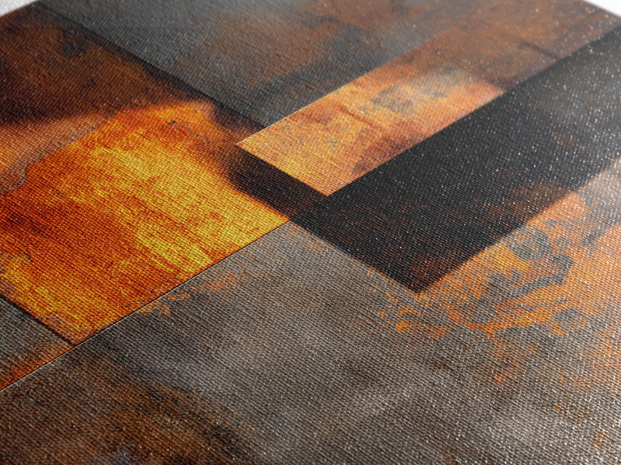 Rust Orange and Charcoal Geometric Abstraction Canvas Print, Industrial Art, Abstract Painting, Living Room Decor, Foundry, IND-2x3-94