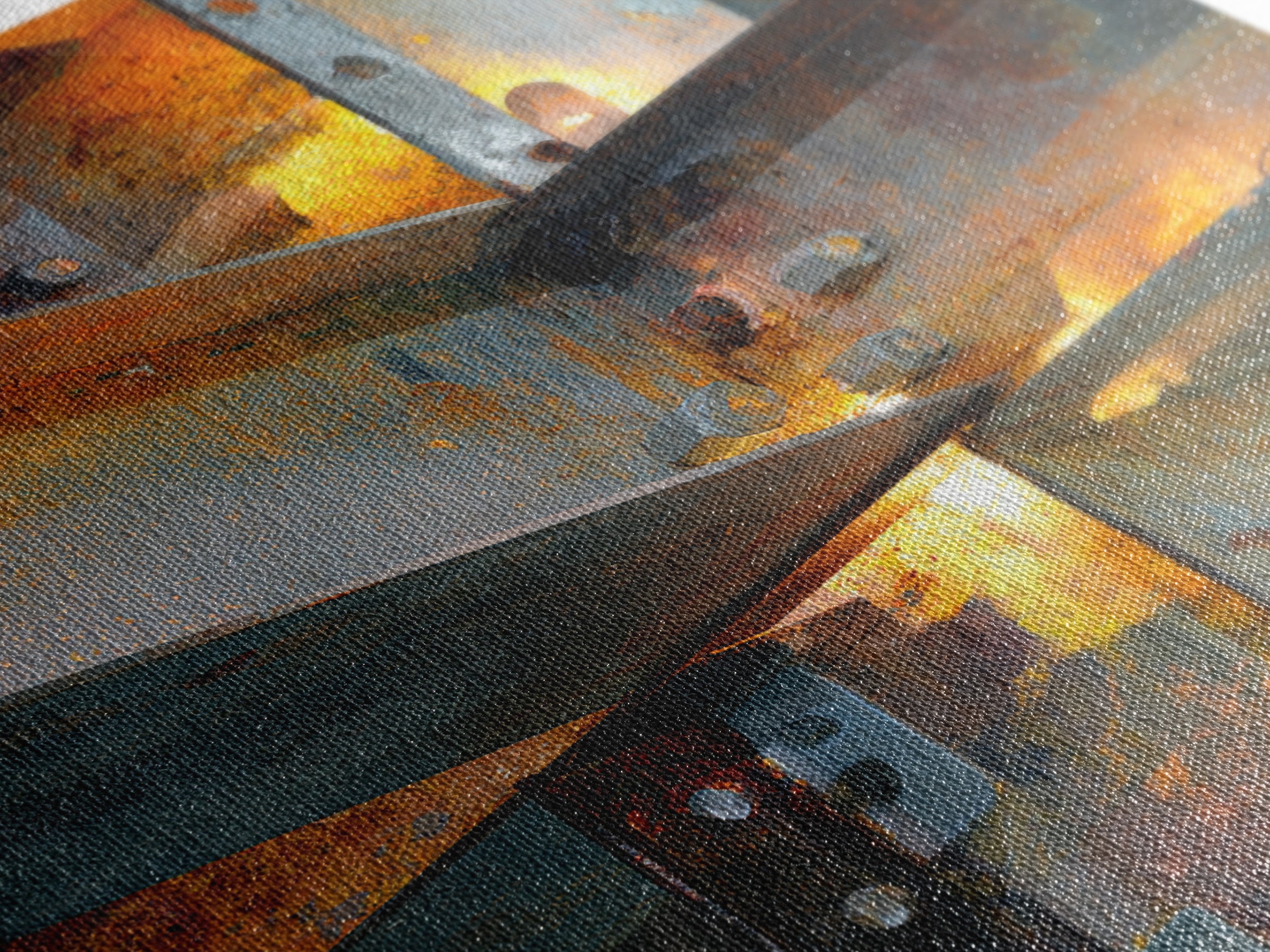 Steel Beams Crossing Like Abstract Lines Framed Canvas Print, Industrial Art, Living Room Decor, Abstract Art, Foundry, IND-2x3-97