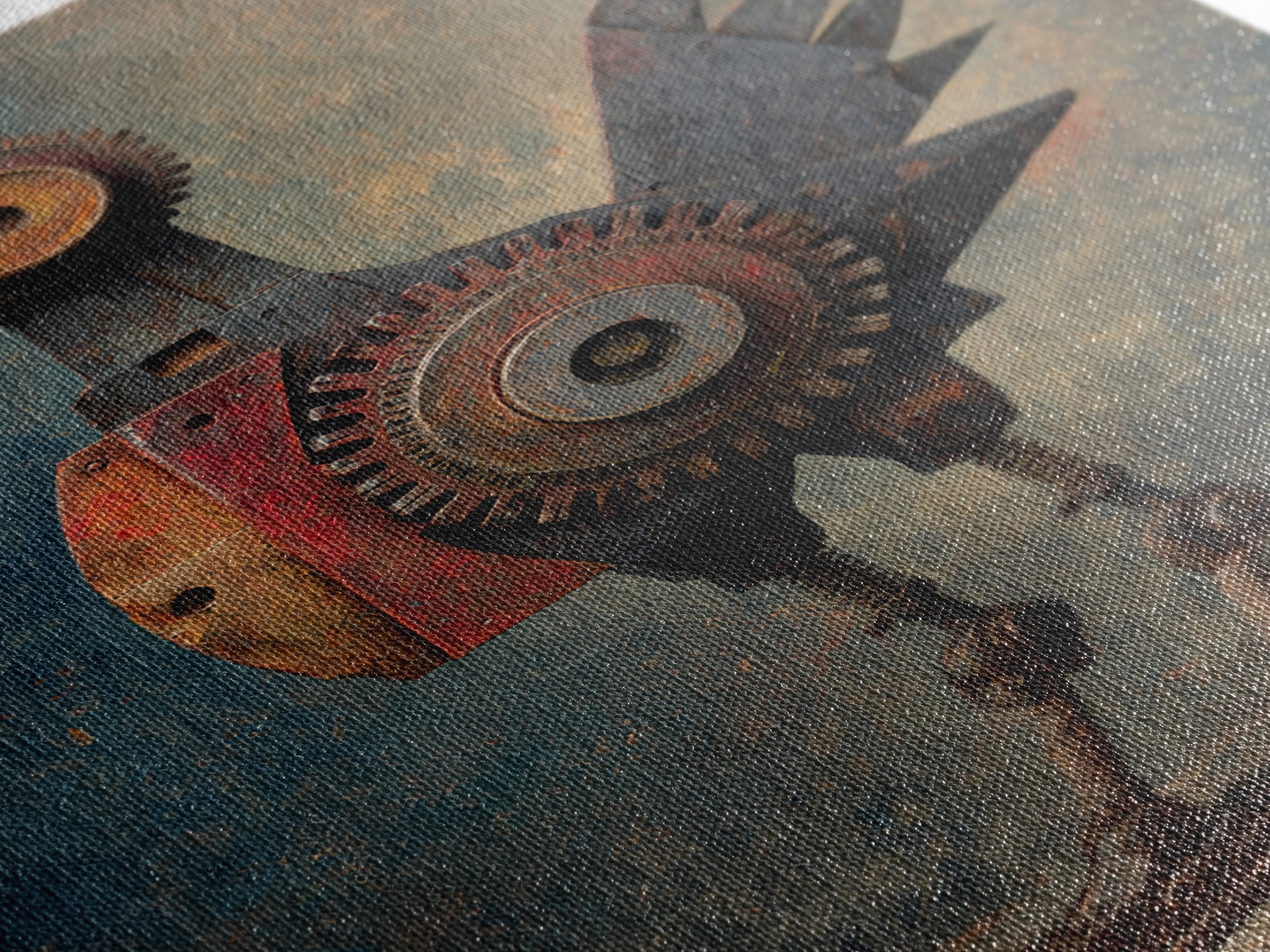 Mechanical Bird Made from Gears Canvas Print, Industrial Art, Boho Decor, Living Room Decor, Fine Art, Foundry, Digital Prints, IND-2x3-99