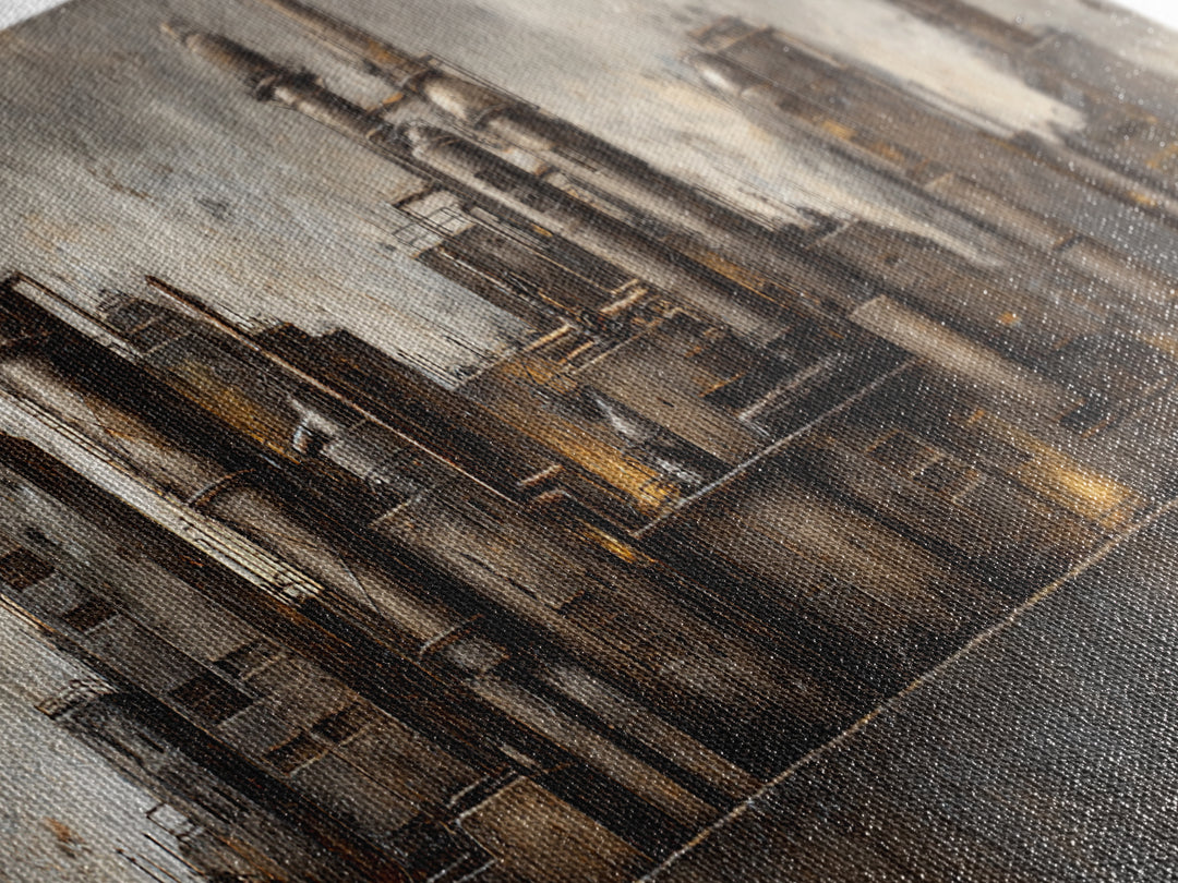 Industrial City Skyline Canvas Print, Industrial Art, Digital Prints, Living Room Decor, Fine Art, Foundry, Metal Art, IND-3x1-100