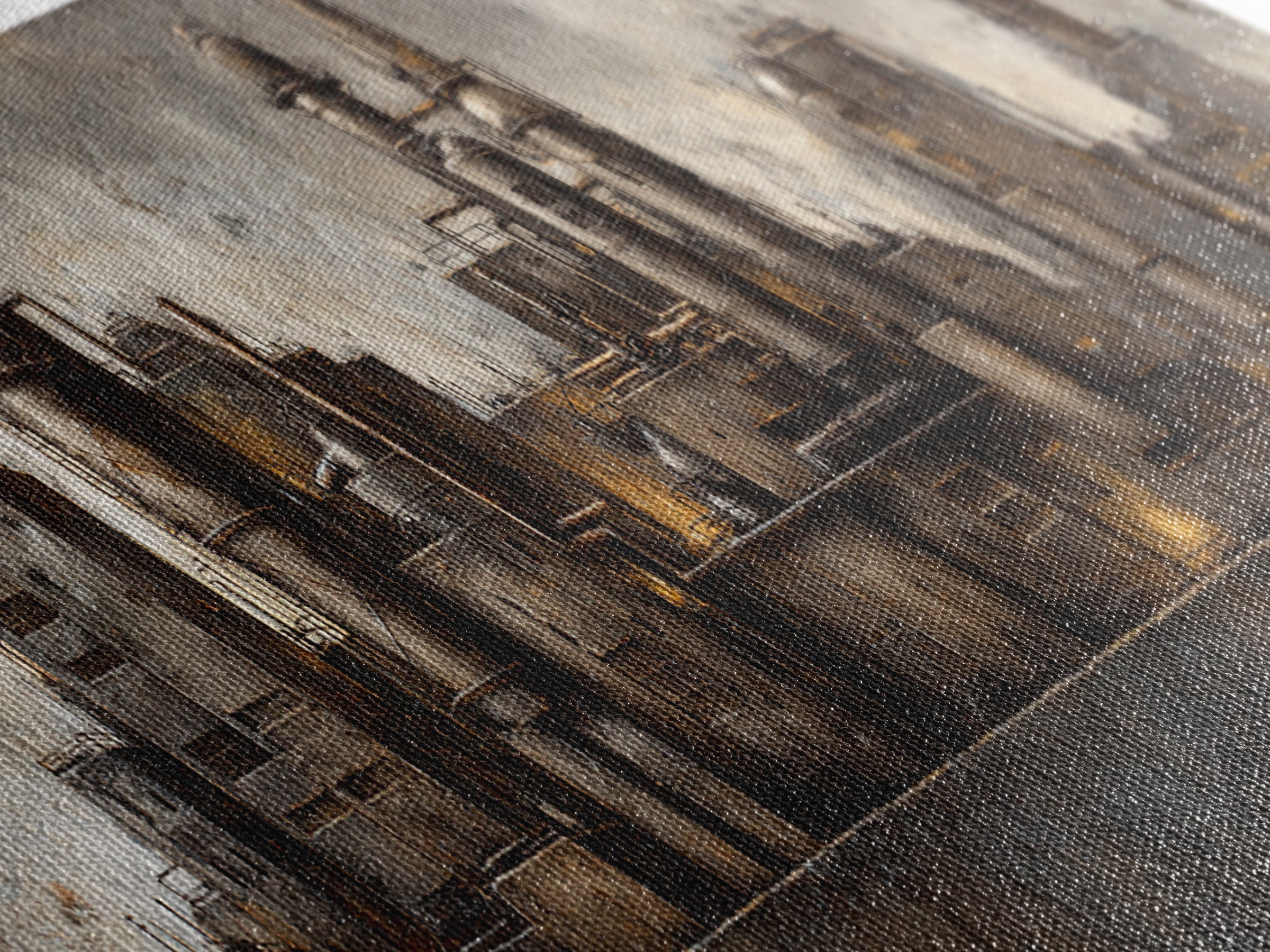 Industrial City Skyline Canvas Print, Industrial Art, Digital Prints, Living Room Decor, Fine Art, Foundry, Metal Art, IND-3x1-100
