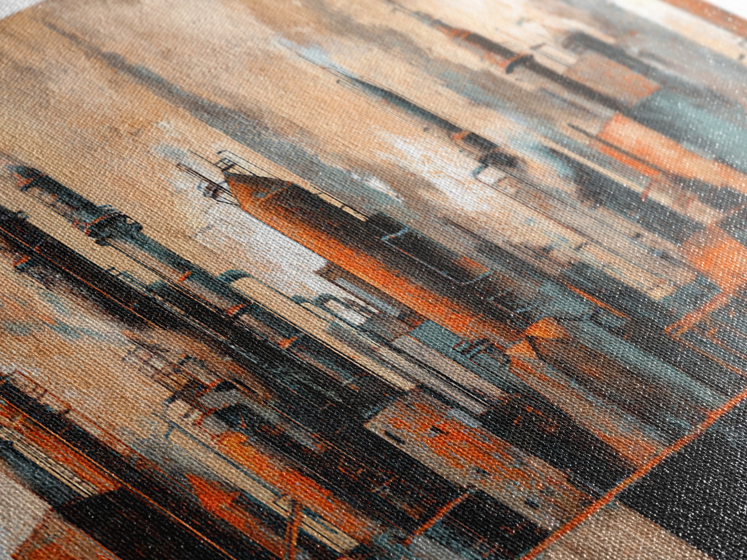 Industrial City Skyline Canvas Print, Industrial Art, Rustic Home Decor, Living Room Decor, Abstract Art, Foundry, IND-3x1-4