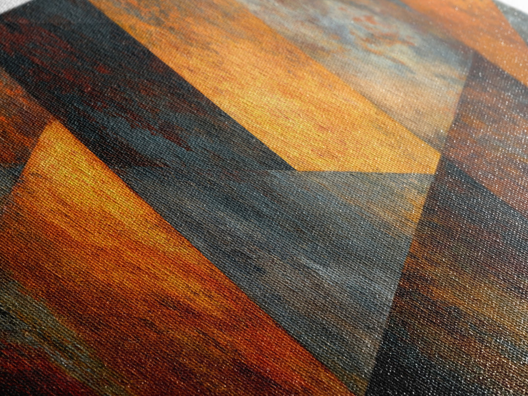 Rust Orange and Charcoal Geometric Abstraction Canvas Print, Industrial Art, Modern Decor, Living Room Decor, Abstract Art, IND-3x1-54