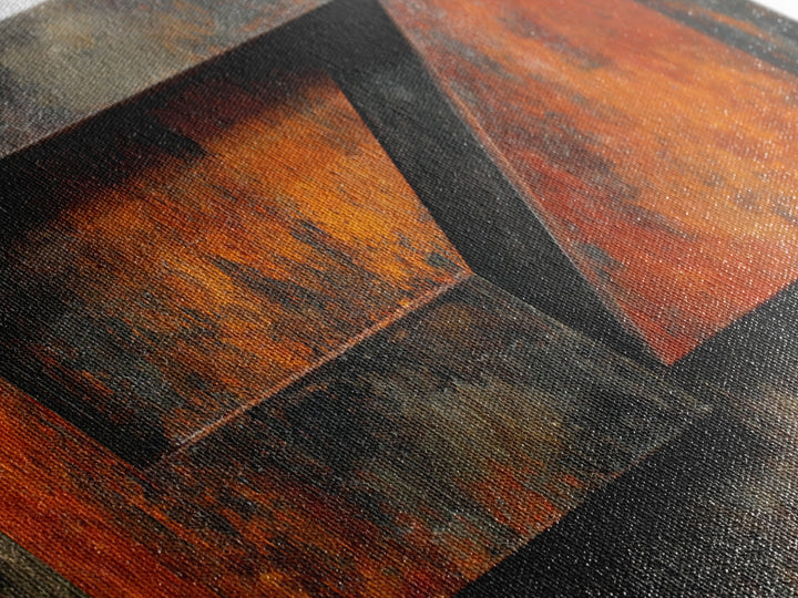 Rust Orange and Charcoal Geometric Abstraction Canvas Print, Industrial Art, Black and White Art, Living Room Decor, Foundry, IND-3x1-6