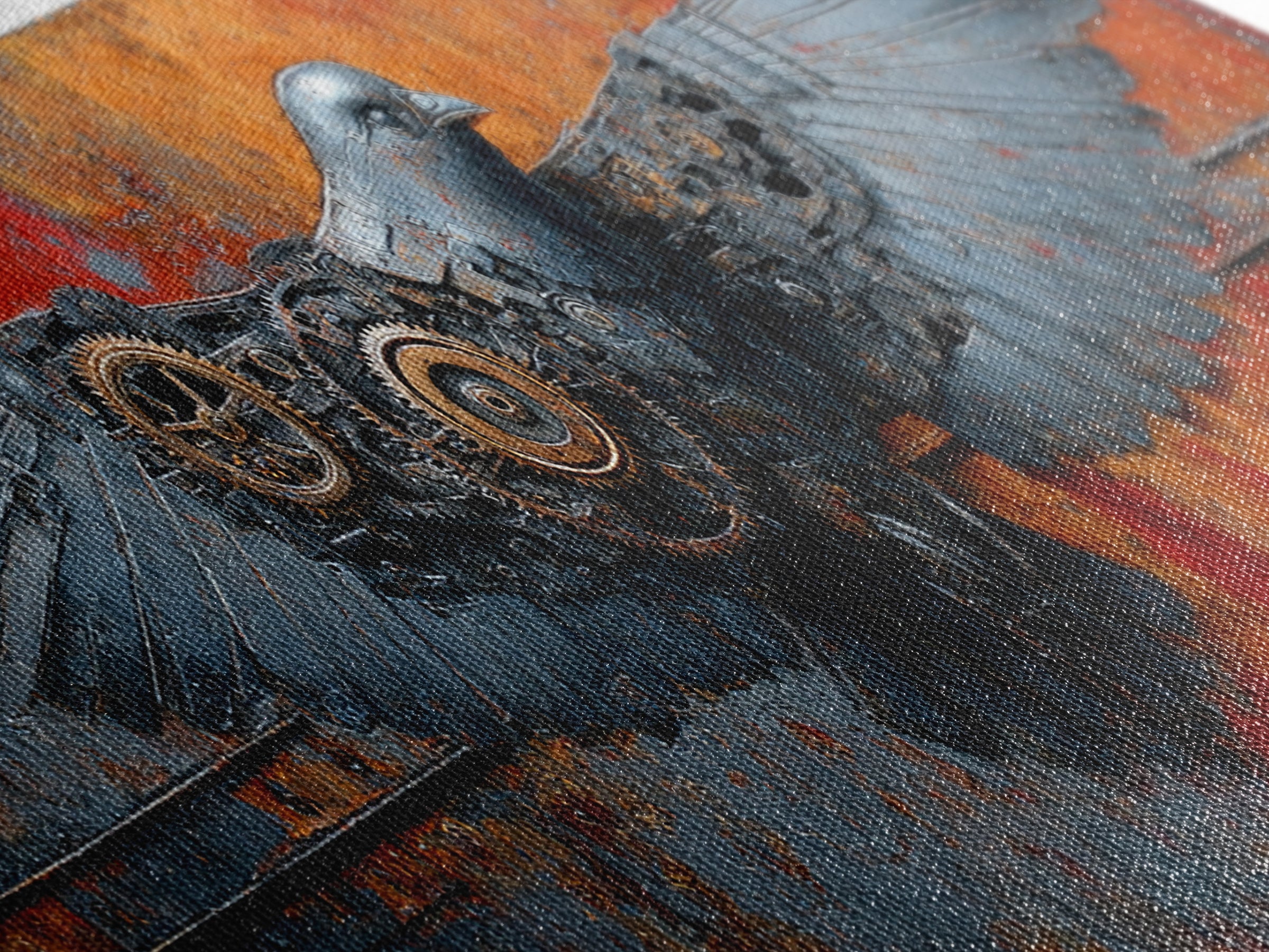 Mechanical Bird Made from Gears Canvas Print, Industrial Art, Abstract Art, Living Room Decor, Foundry, Bauhaus Poster, IND-3x1-83
