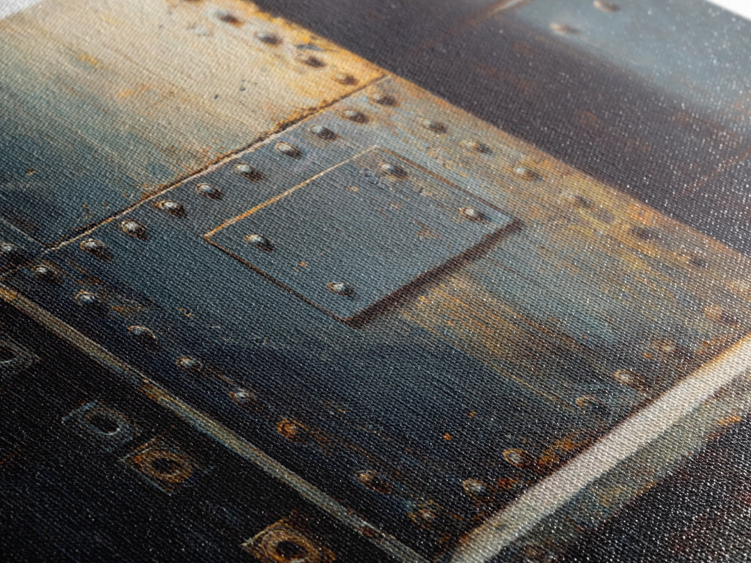 Riveted Metal Panel Texture Study Canvas Print, Industrial Art, Dining Room Wall Art, Living Room Decor, Watercolor Art, IND-3x2-26