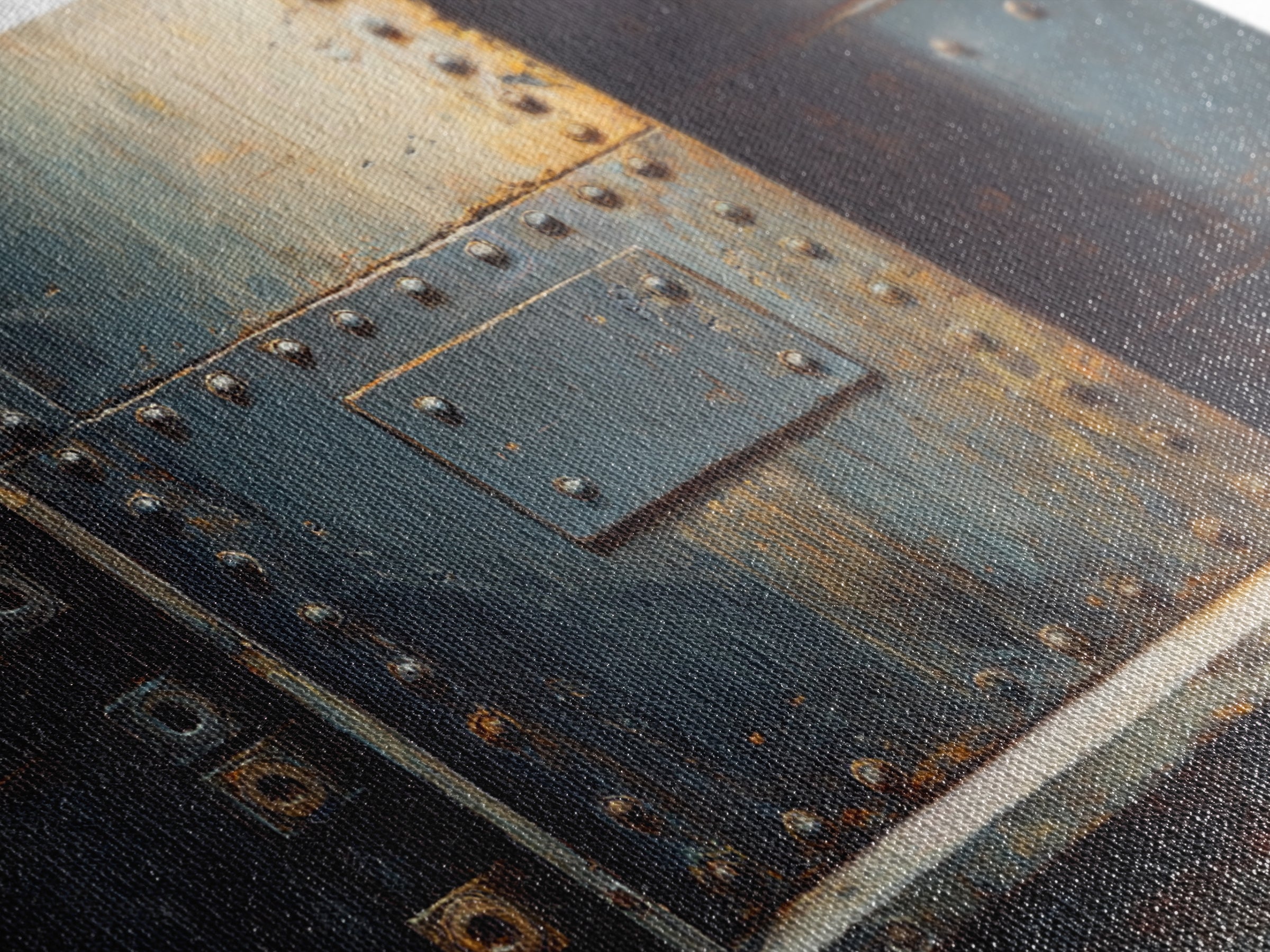 Riveted Metal Panel Texture Study Canvas Print, Industrial Art, Dining Room Wall Art, Living Room Decor, Watercolor Art, IND-3x2-26
