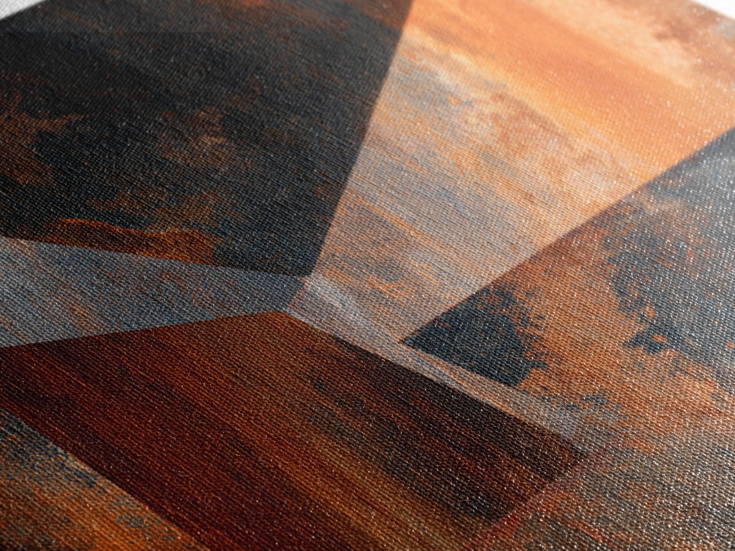 Rust Orange and Charcoal Geometric Abstraction Canvas Print, Industrial Art, Steampunk Decor, Living Room Decor, Abstract Art, IND-3x2-42