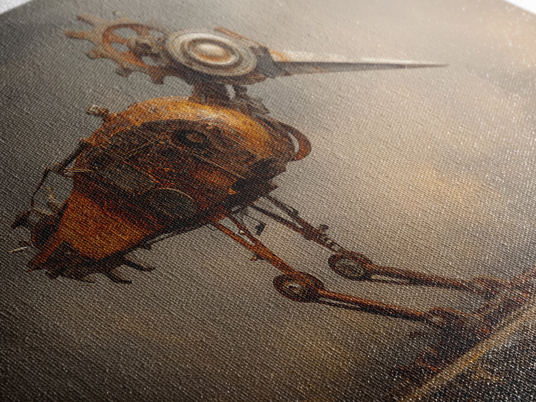 Mechanical Bird Made from Gears Framed Canvas Print, Industrial Art, Metal Art, Living Room Decor, Oil Painting, Foundry, IND-3x2-47