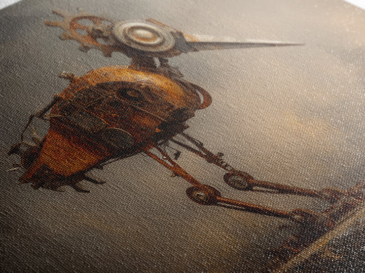 Mechanical Bird Made from Gears Framed Canvas Print, Industrial Art, Metal Art, Living Room Decor, Oil Painting, Foundry, IND-3x2-47