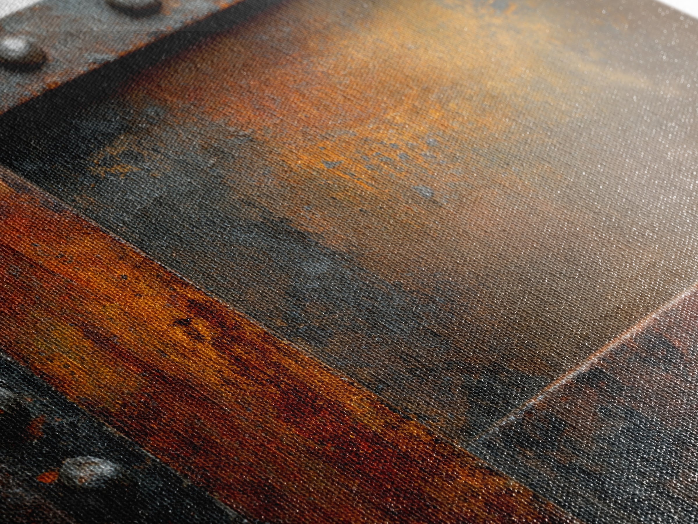 Riveted Metal Panel Texture Study Framed Canvas Print, Industrial Art, Living Room Decor, Oil Painting, Foundry, IND-3x2-50