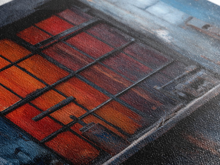 Old Factory Window Framed Canvas Print, Industrial Art, Large Art, Living Room Decor, Fine Art, Foundry, Statement Artwork, IND-3x2-6