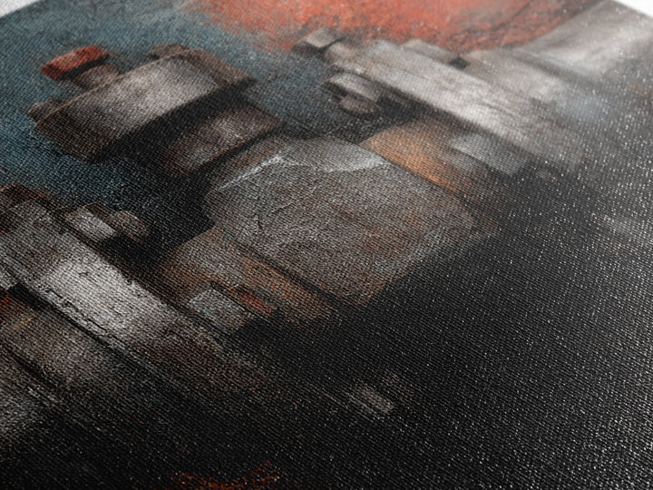 Metal Pipes and Valves as Graphic Composition Canvas Print, Industrial Art, Original Art, Living Room Decor, Fine Art, Foundry, IND-3x2-84