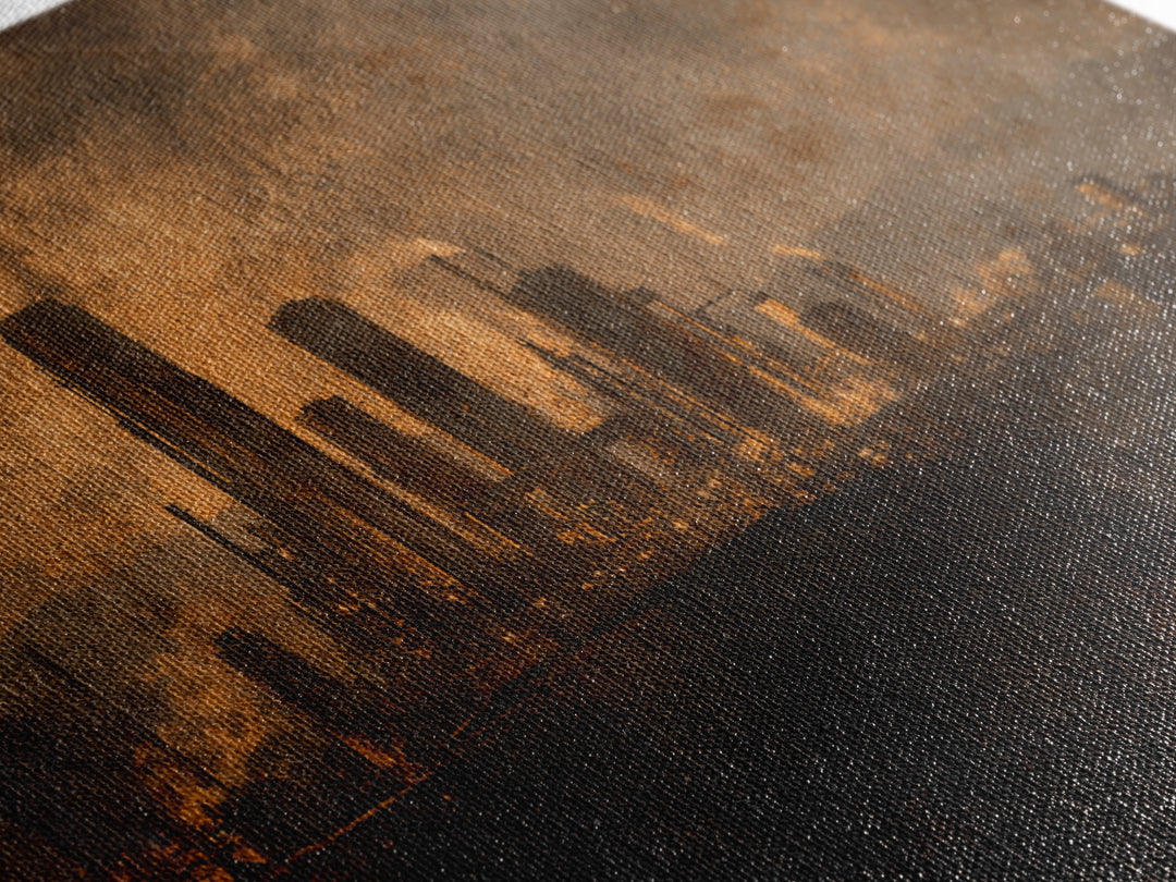 Industrial City Skyline Canvas Print, Industrial Art, Abstract Art, Living Room Decor, Fine Art, Foundry, Bauhaus Poster, IND-3x2-88
