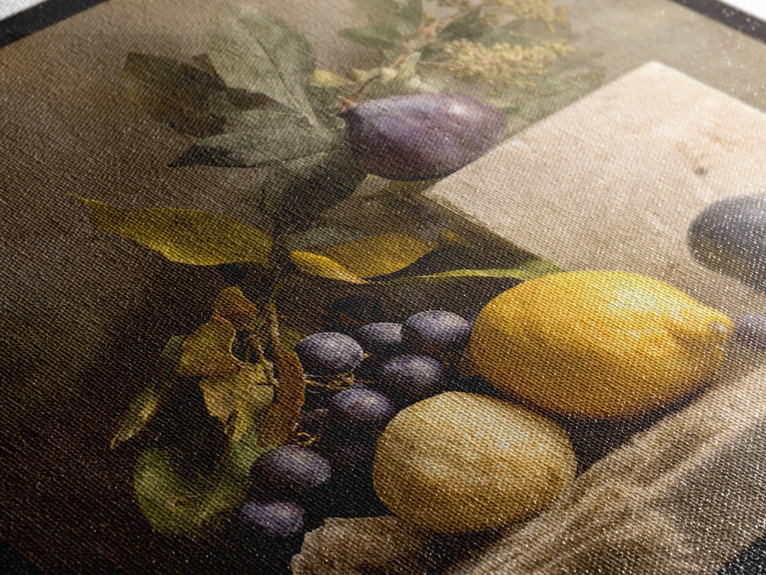 Marble Fruit Still Life Canvas Print, Italian Villa Art, Large Wall Art, Living Room Decor, Fine Art, Villa, Landscape Art, IVA-1x1-23