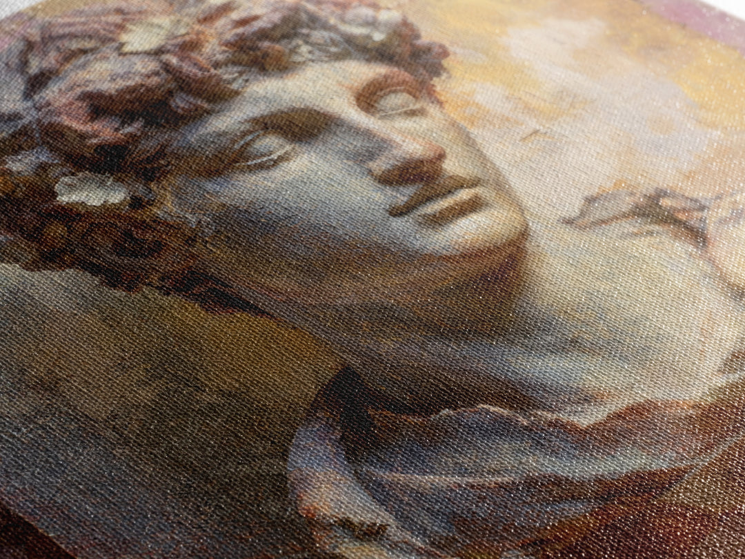 Classic Roman Statue Bust Canvas Print, Italian Villa Art, Living Room Decor, Watercolor Art, Villa, Living Room Art, IVA-1x1-36