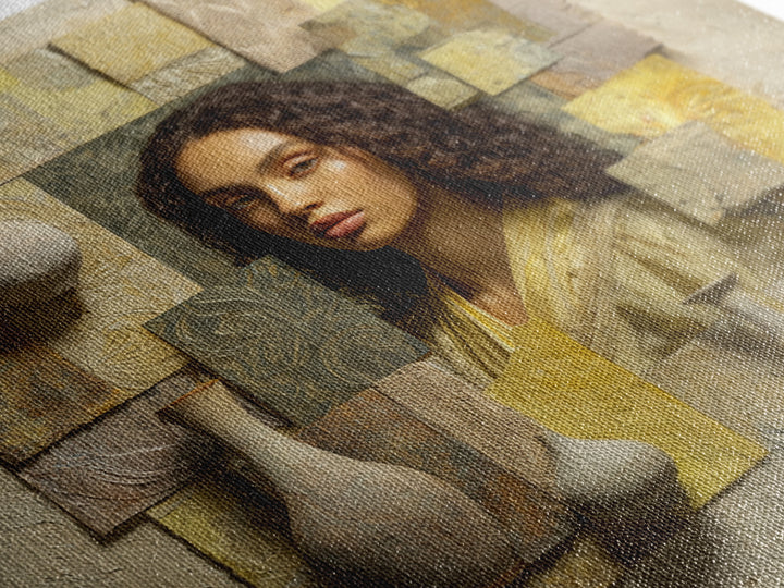 Renaissance Inspired Portrait with Modern Softness Canvas Print, Italian Villa Art, Landscape Painting, Living Room Decor, IVA-1x1-42