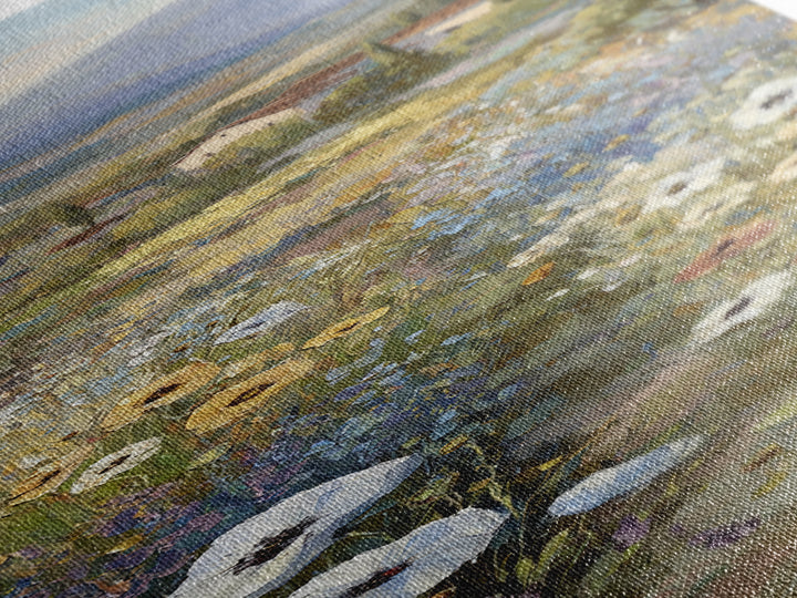 Tuscan Poppy Field Canvas Print, Italian Villa Art, Framed Wall Art, Living Room Decor, Watercolor Art, Villa, IVA-1x3-99