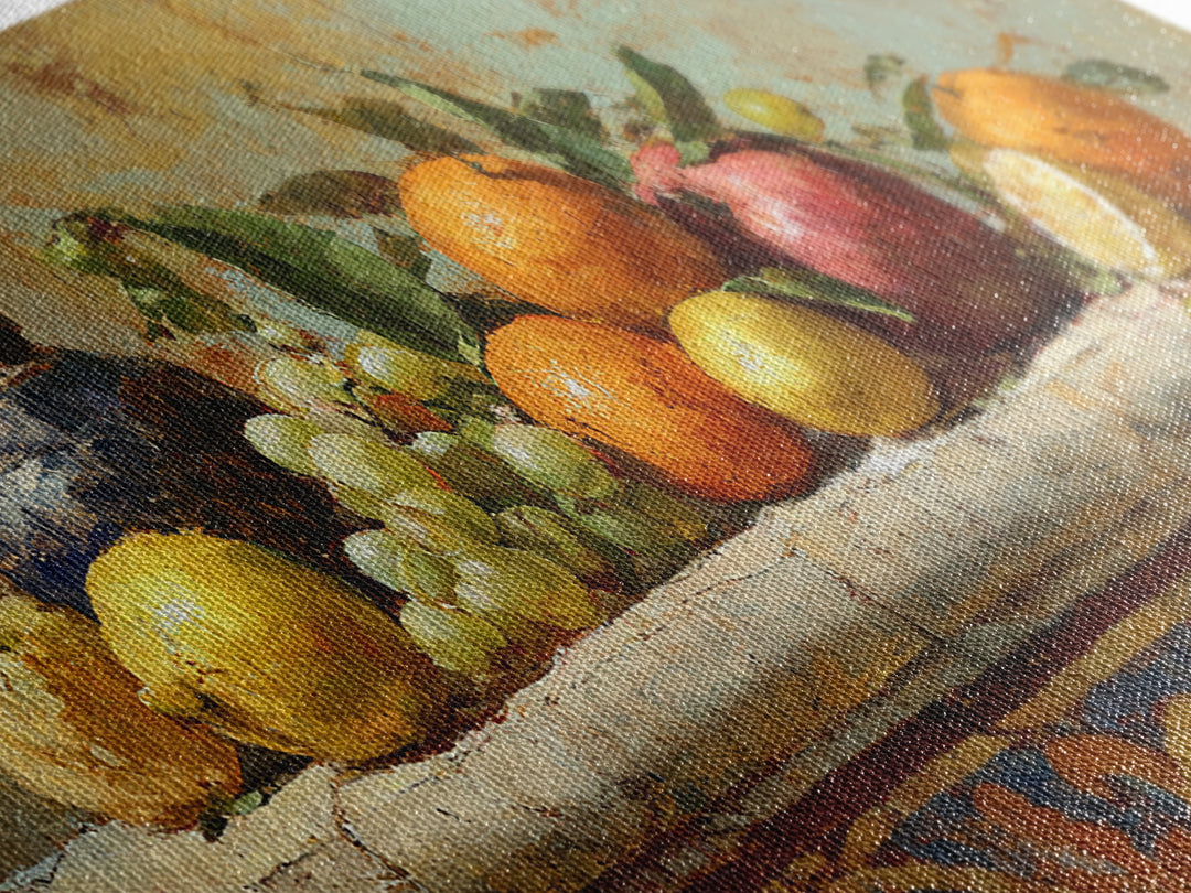 Marble Fruit Still Life Framed Canvas Print, Italian Villa Art, Contemporary Art, Living Room Decor, Fine Art, Villa, IVA-2x1-43