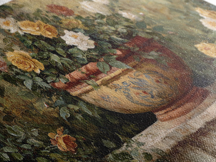 Italian Villa Garden Urn Framed Canvas Print, Italian Villa Art, Modern Decor, Living Room Decor, Oil Painting, Villa, IVA-2x1-50