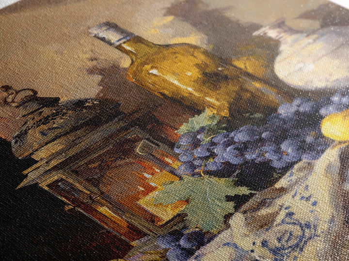 Grapevine and Wine Still Life on Linen Canvas Print, Italian Villa Art, Living Room Wall Art, Living Room Decor, Villa, IVA-2x3-15