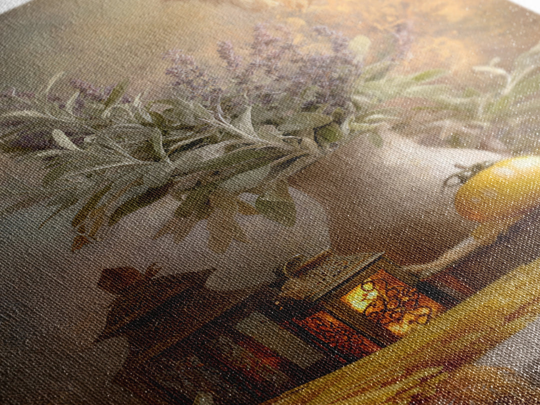 Pasta Herbs and Tomatoes Still Life Canvas Print, Italian Villa Art, Coastal Wall Art, Living Room Decor, Watercolor Art, Villa, IVA-2x3-27