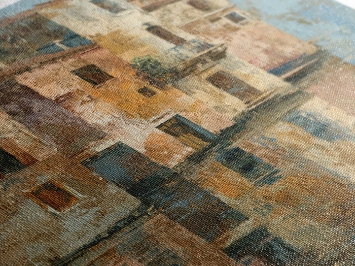 Venetian Canal Reflection Without City Crowd Canvas Print, Italian Villa Art, Textured Painting, Living Room Decor, Villa, IVA-2x3-28
