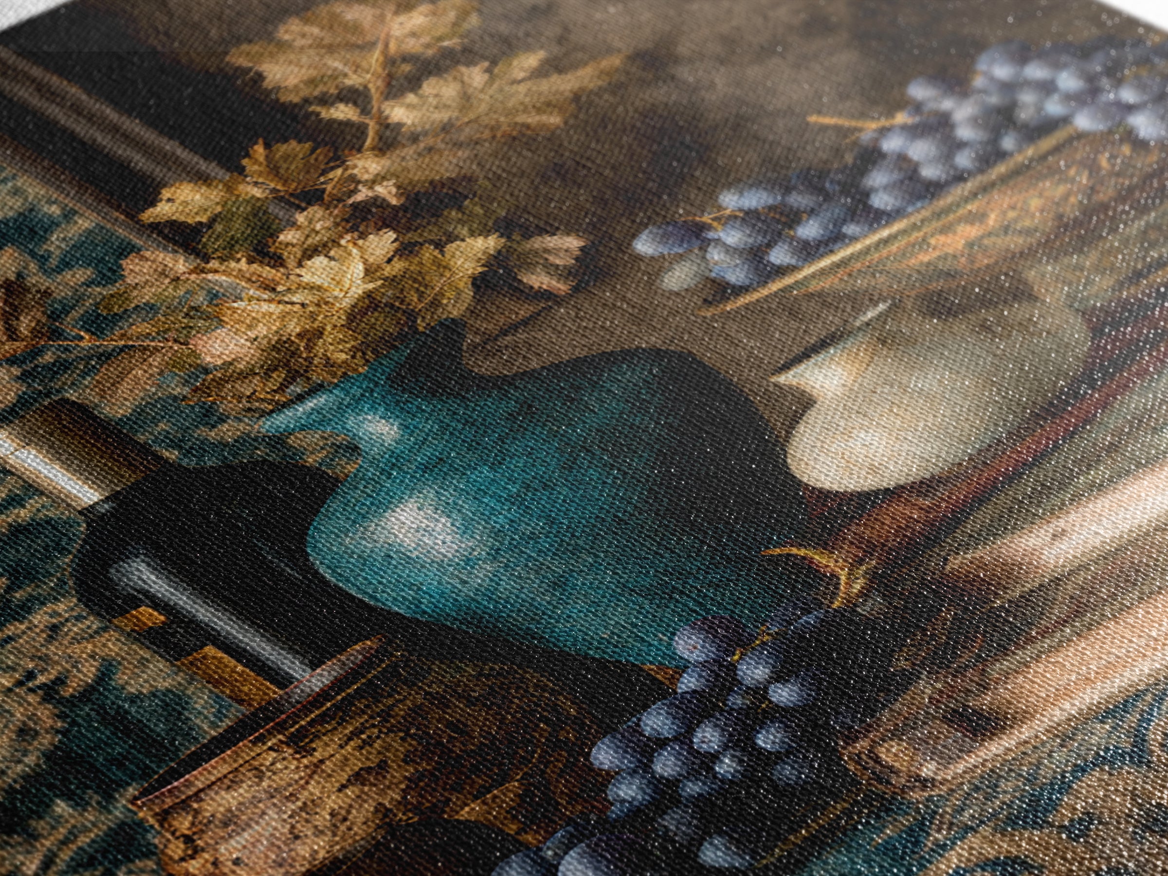 Grapevine and Wine Still Life on Linen Canvas Print, Italian Villa Art, Living Room Art, Living Room Decor, Abstract Art, Villa, IVA-2x3-39