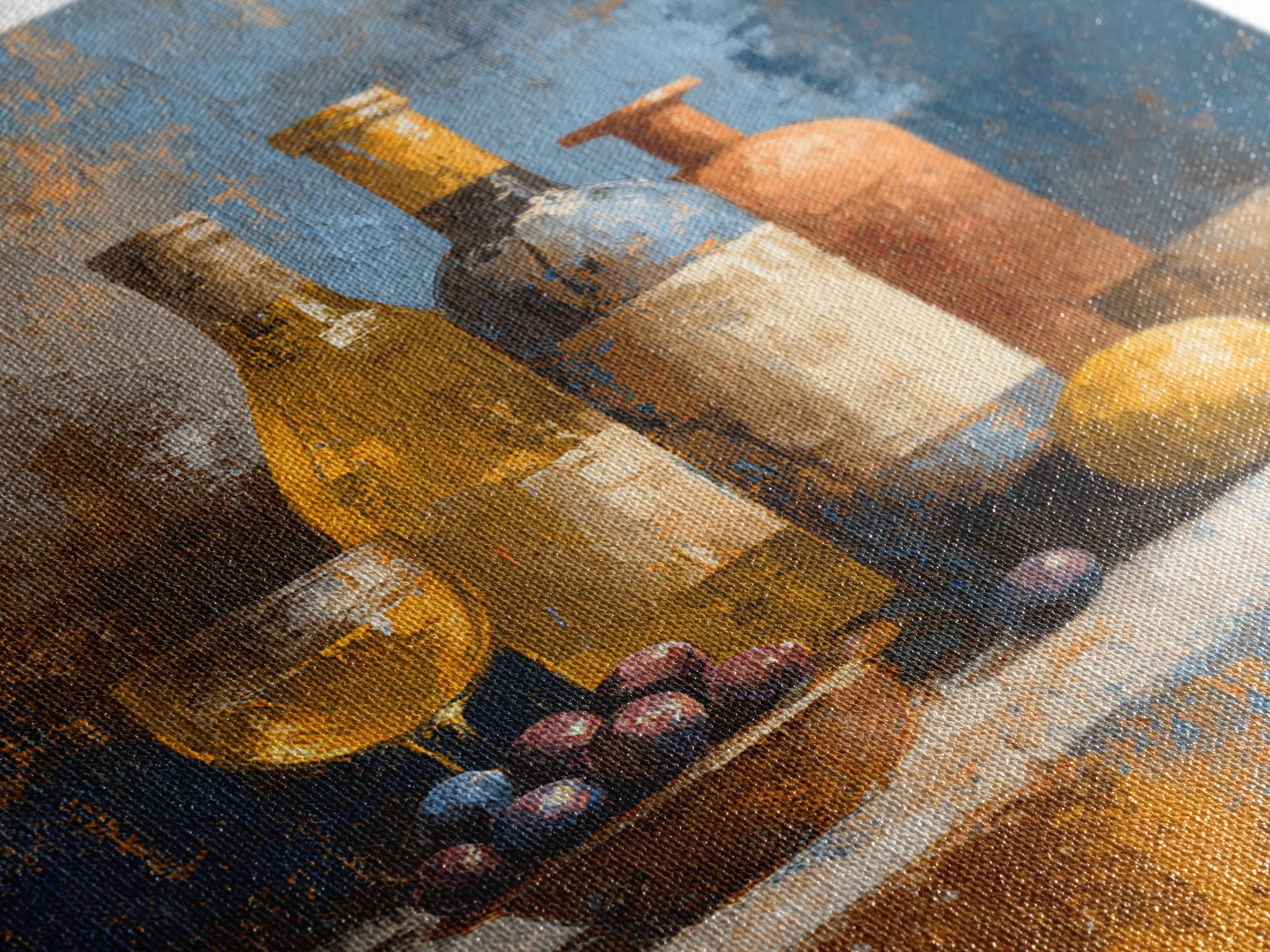 White Wine and Olives Still Life Canvas Print, Italian Villa Art, Neutral Wall Art, Living Room Decor, Oil Painting, Villa, IVA-2x3-72