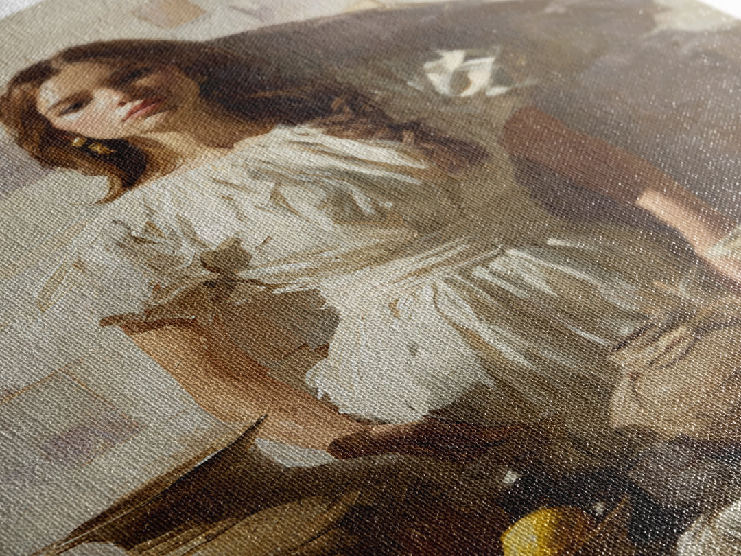 Renaissance Inspired Portrait with Modern Softness Canvas Print, Italian Villa Art, Boho Decor, Living Room Decor, Villa, IVA-2x3-74