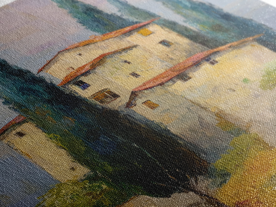 Tuscan Hillside with Cypress Trees and Golden Canvas Print, Italian Villa Art, Wall Decor, Living Room Decor, Fine Art, Villa, IVA-2x3-9