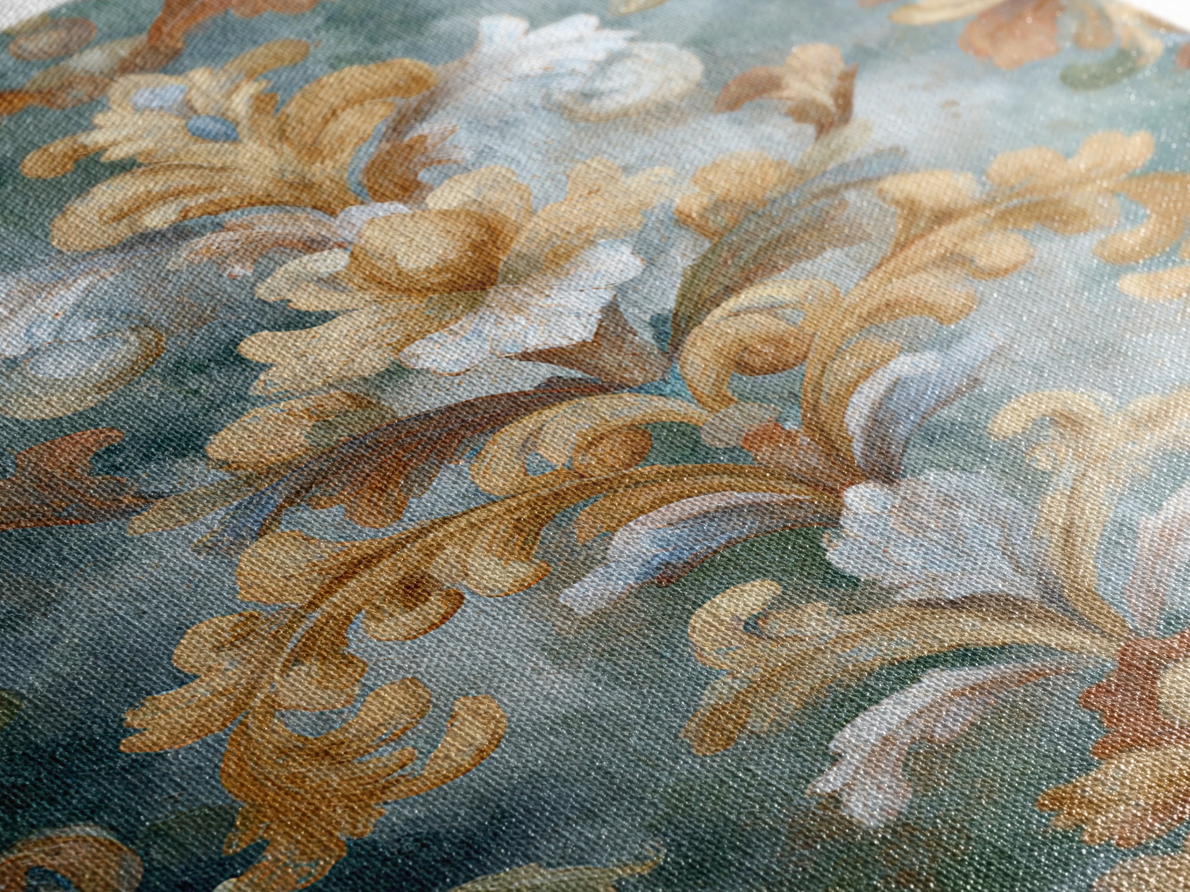 Florentine Floral Ornament Pattern Framed Canvas Print, Italian Villa Art, Room Decor, Living Room Decor, Oil Painting, Villa, IVA-2x3-90