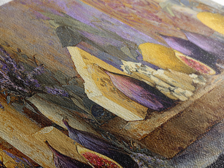 Figs and Cheese on Rustic Wooden Board Canvas Print, Italian Villa Art, Framed Wall Art, Living Room Decor, Abstract Art, Villa, IVA-3x1-49