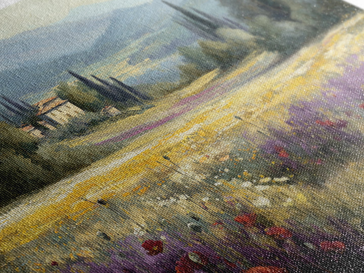 Tuscan Poppy Field Canvas Print, Italian Villa Art, Framed Wall Art, Living Room Decor, Abstract Art, Villa, Colorful Wall Art, IVA-3x2-43