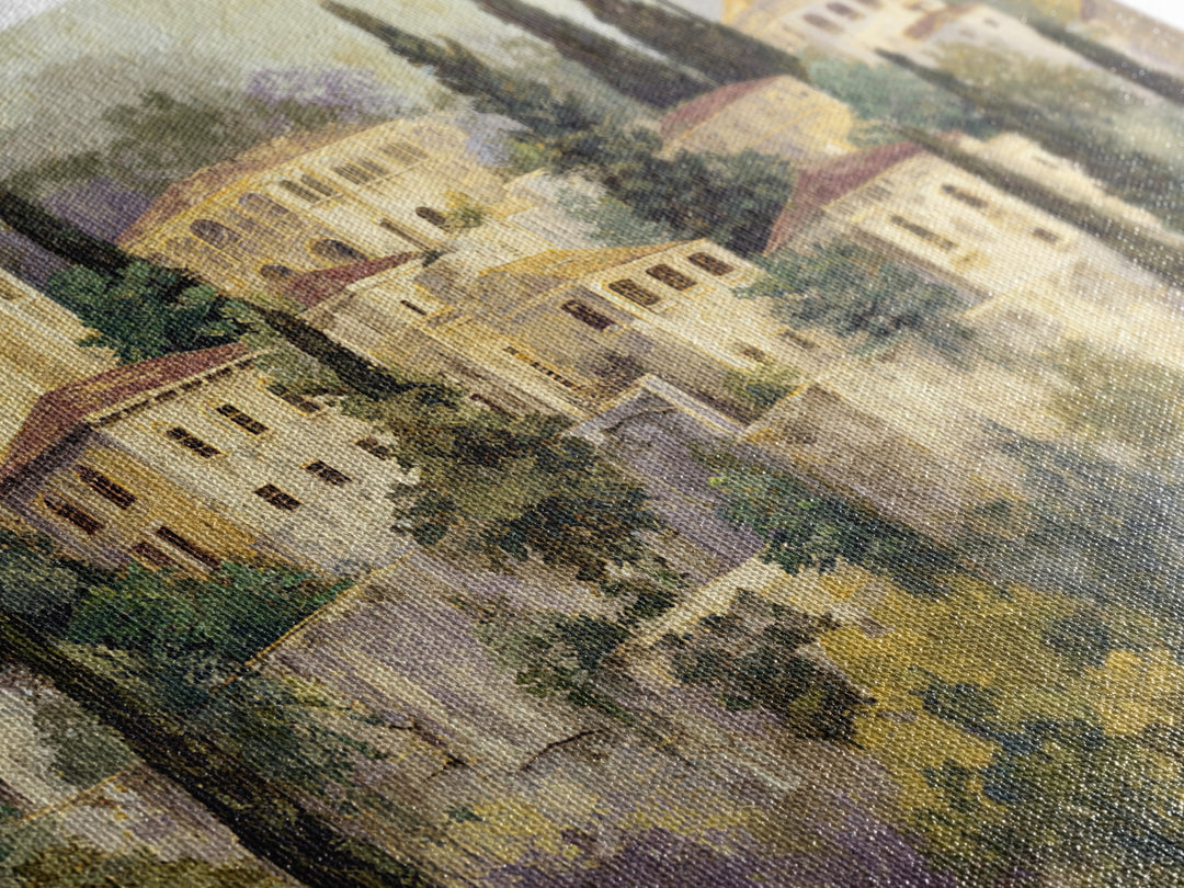 Tuscan Hillside with Cypress Trees and Golden Canvas Print, Italian Villa Art, Living Room Wall Art, Living Room Decor, Villa, IVA-3x2-53
