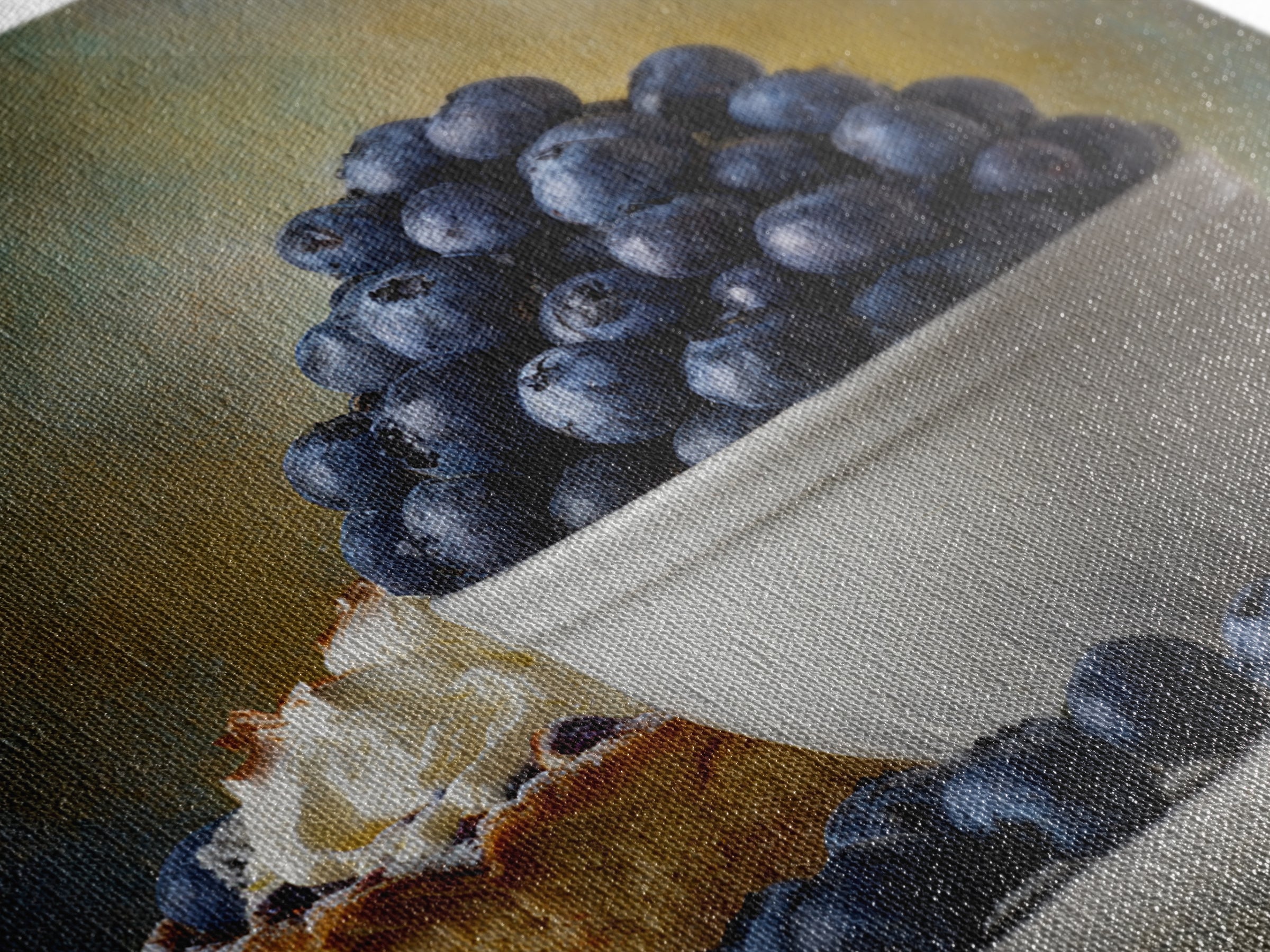 Blueberries in a White Bowl Framed Canvas Print, Kitchen Art, Modern Art, Kitchen Decor, Oil Painting, Kitchen, Neutral Decor, KIT-1x1-43