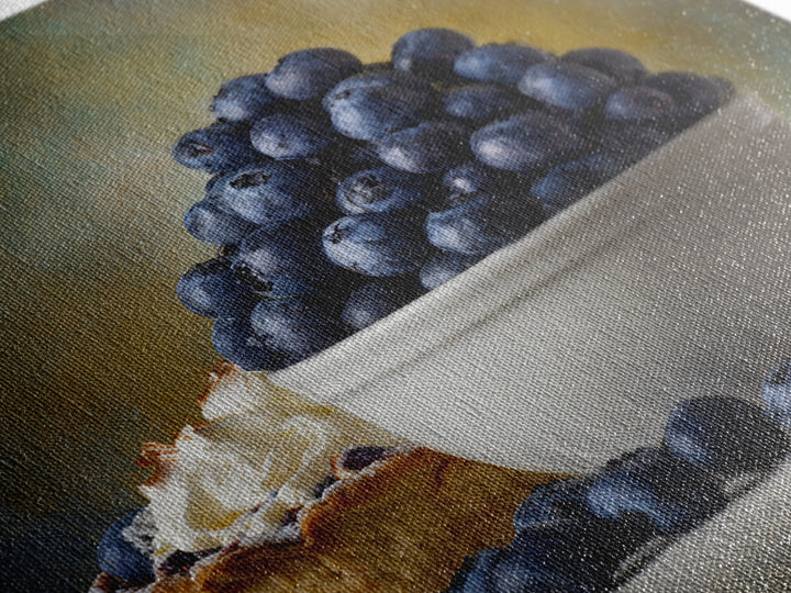 Blueberries in a White Bowl Framed Canvas Print, Kitchen Art, Modern Art, Kitchen Decor, Oil Painting, Kitchen, Neutral Decor, KIT-1x1-43