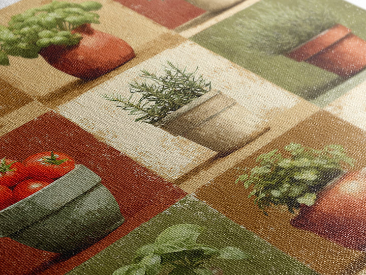 Fresh Herbs in Terracotta Pots Canvas Print, Kitchen Art, Modern Decor, Kitchen Decor, Fine Art, Kitchen, Home Decor, KIT-1x1-49