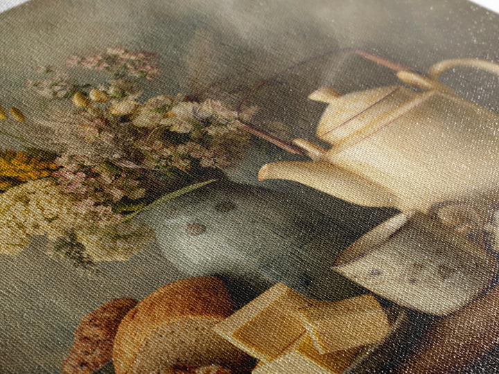 Tea Kettle with Steam and Wildflowers Framed Canvas Print, Kitchen Art, Coffee Wall Art, Kitchen Decor, Fine Art, Kitchen, KIT-1x1-62