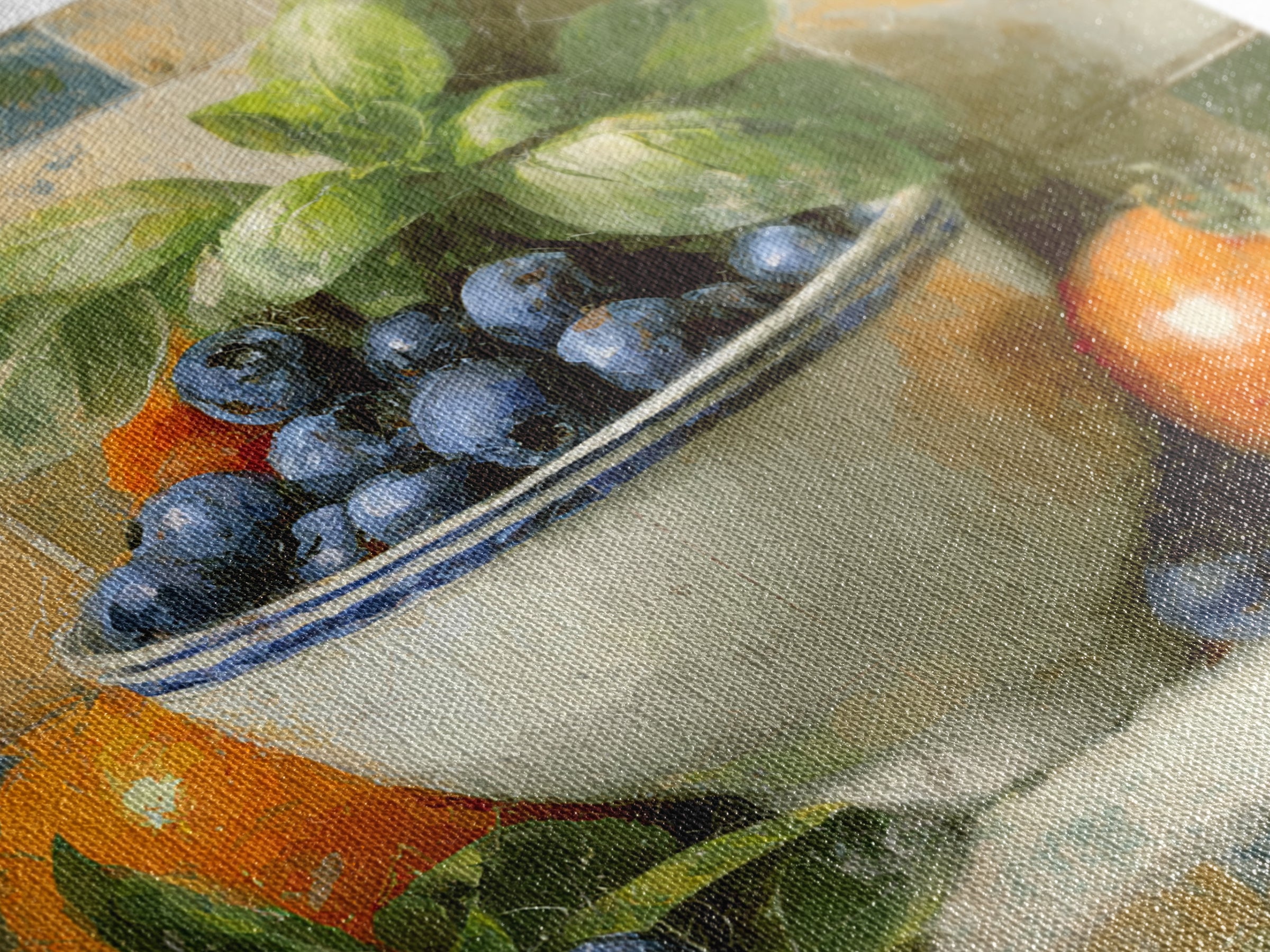 Blueberries in a White Bowl Framed Canvas Print, Kitchen Art, Gallery Decor, Kitchen Decor, Fine Art, Kitchen, Contemporary Art, KIT-1x1-67