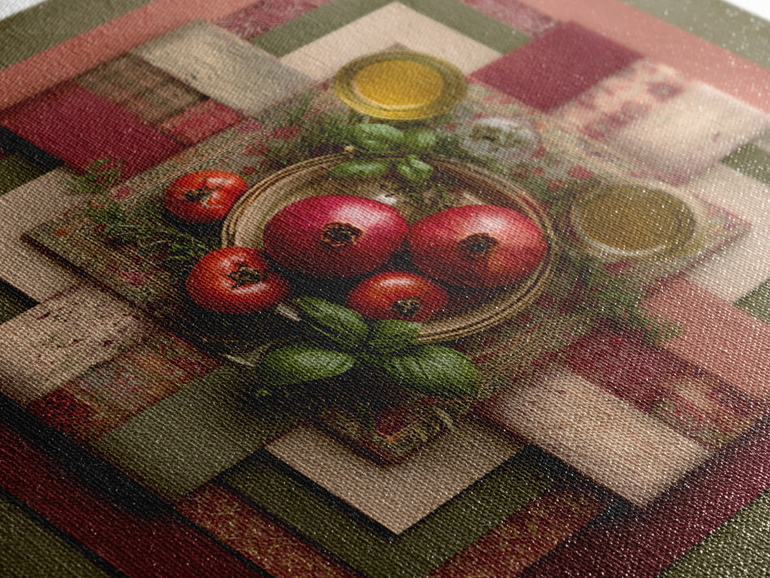 Figs Pomegranates and Linen Composition Framed Canvas Print, Kitchen Art, Poster Art, Kitchen Decor, Fine Art, Kitchen, KIT-1x1-70