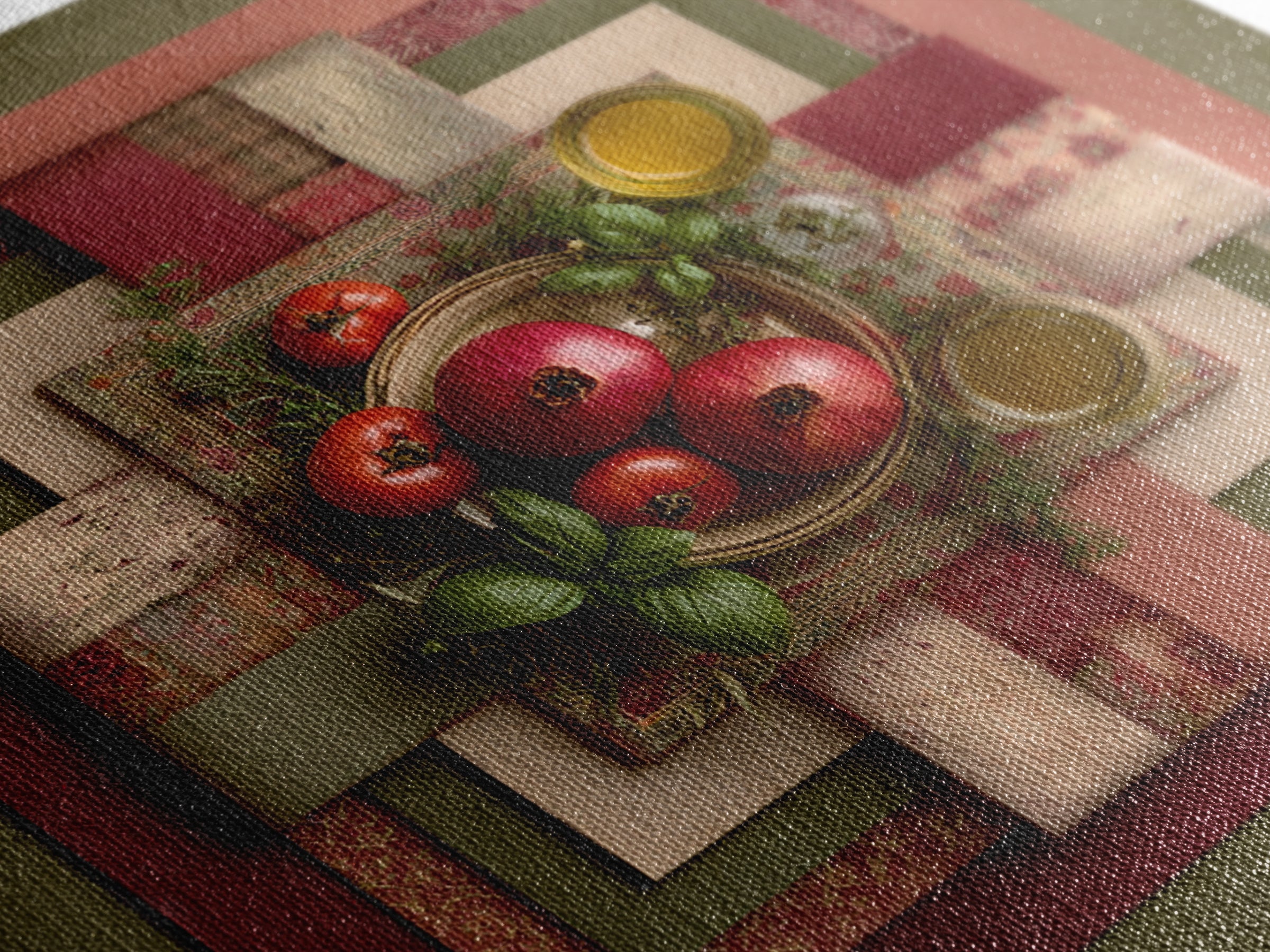 Figs Pomegranates and Linen Composition Framed Canvas Print, Kitchen Art, Poster Art, Kitchen Decor, Fine Art, Kitchen, KIT-1x1-70