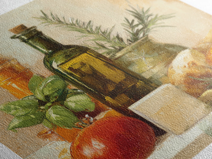 Olive Oil Bottle and Rosemary Branch Canvas Print, Kitchen Art, Room Decor, Kitchen Decor, Fine Art, Kitchen, Digital Art, KIT-1x1-77